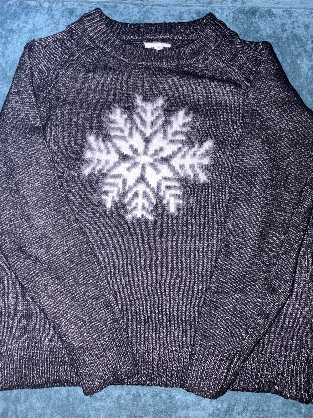 Maurices black/white Crewneck Sweater with White Snowflake